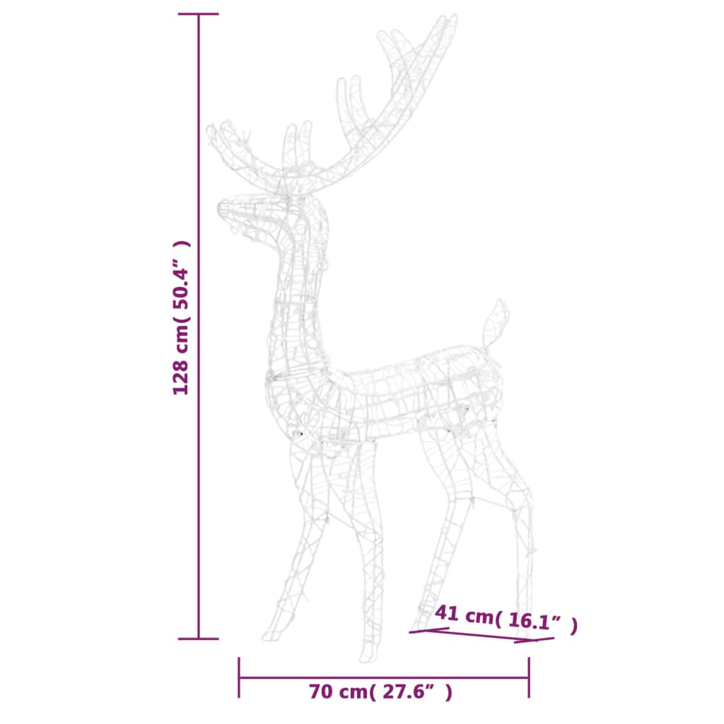 Kerstversiering Rendier 140 Led's 120 Cm Acryl Meerkleurig Multikleur