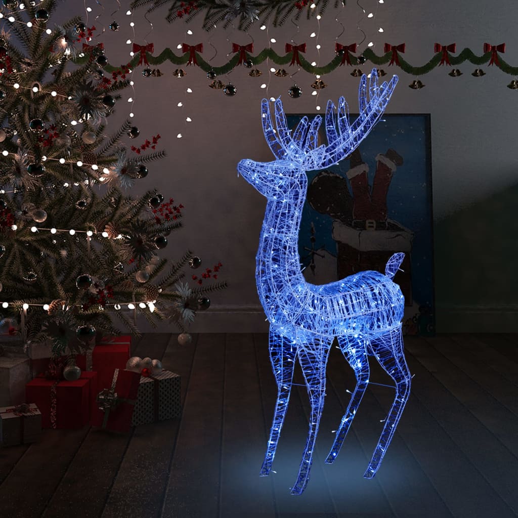 Kerstversiering Rendier 140 Led's 120 Cm Acryl Blauw