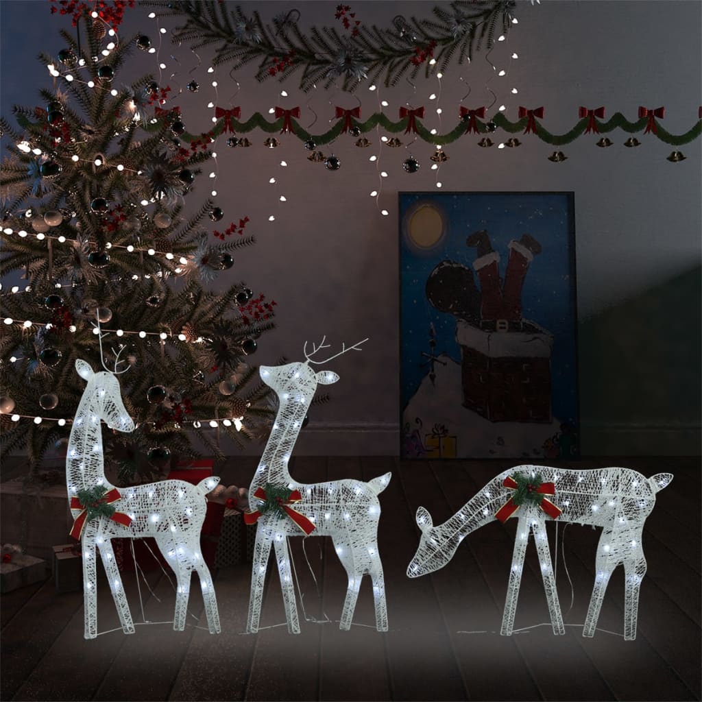 Rendierfamilie Kerstmis Warmwit 270X7X90 Cm Mesh Kleurig