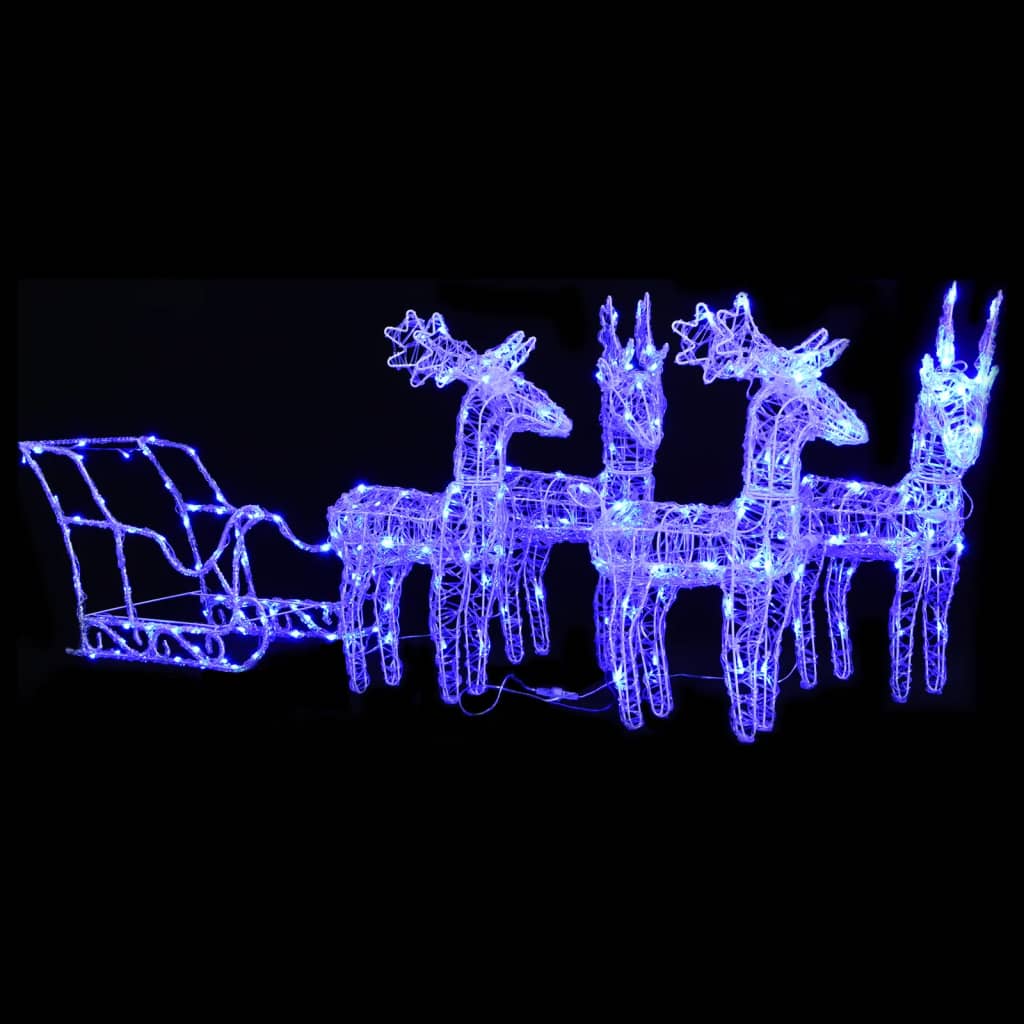 Kerstversiering Rendieren En Slee 160 Led's 130 Cm Acryl