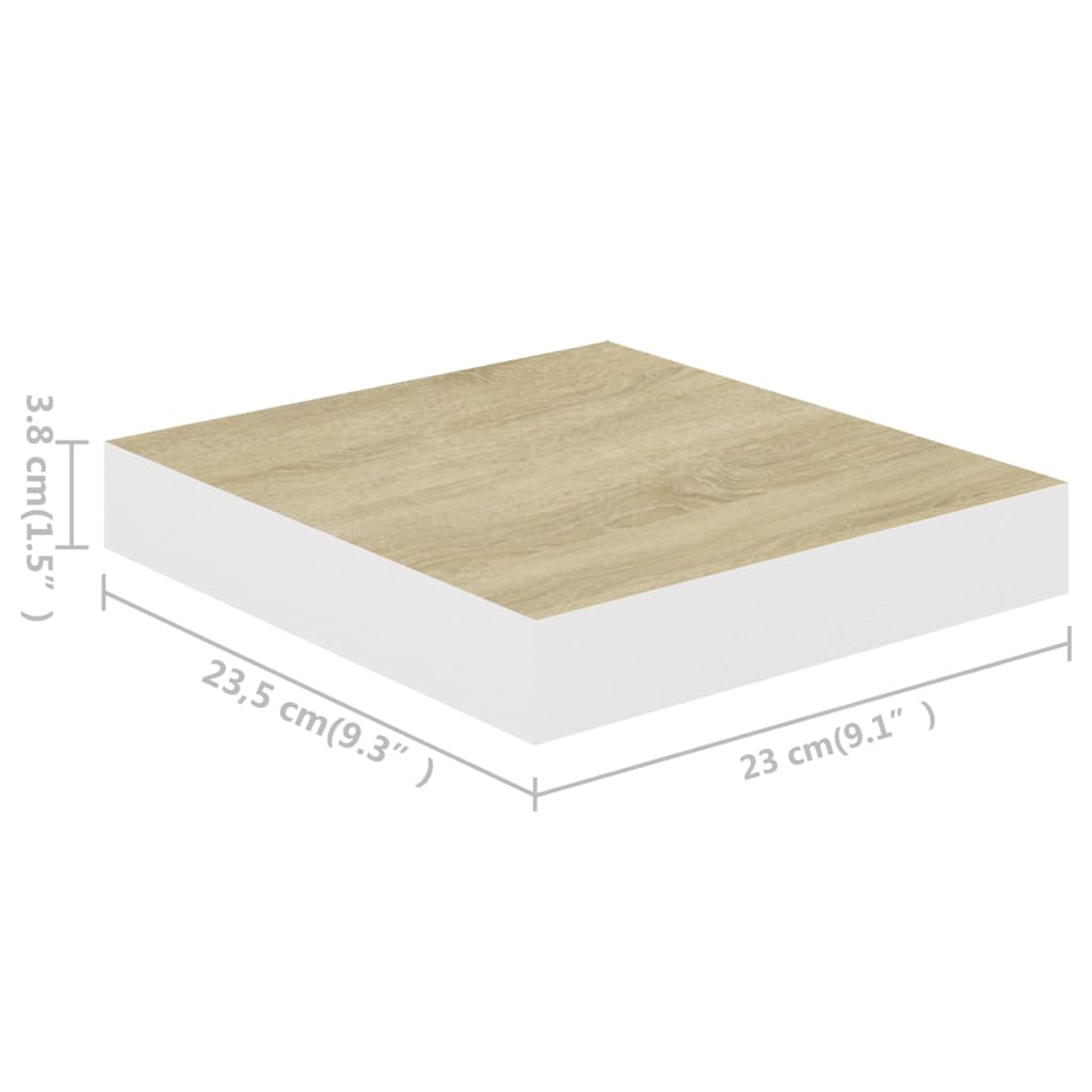 Wandschap Zwevend 23X23,5X3,8 Cm Mdf Kleurig En Eiken En Wit