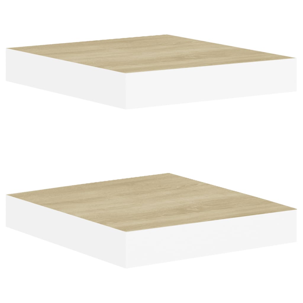 Wandschappen Zwevend 23X23,5X3,8 Cm Mdf Kleurig Eiken En Wit