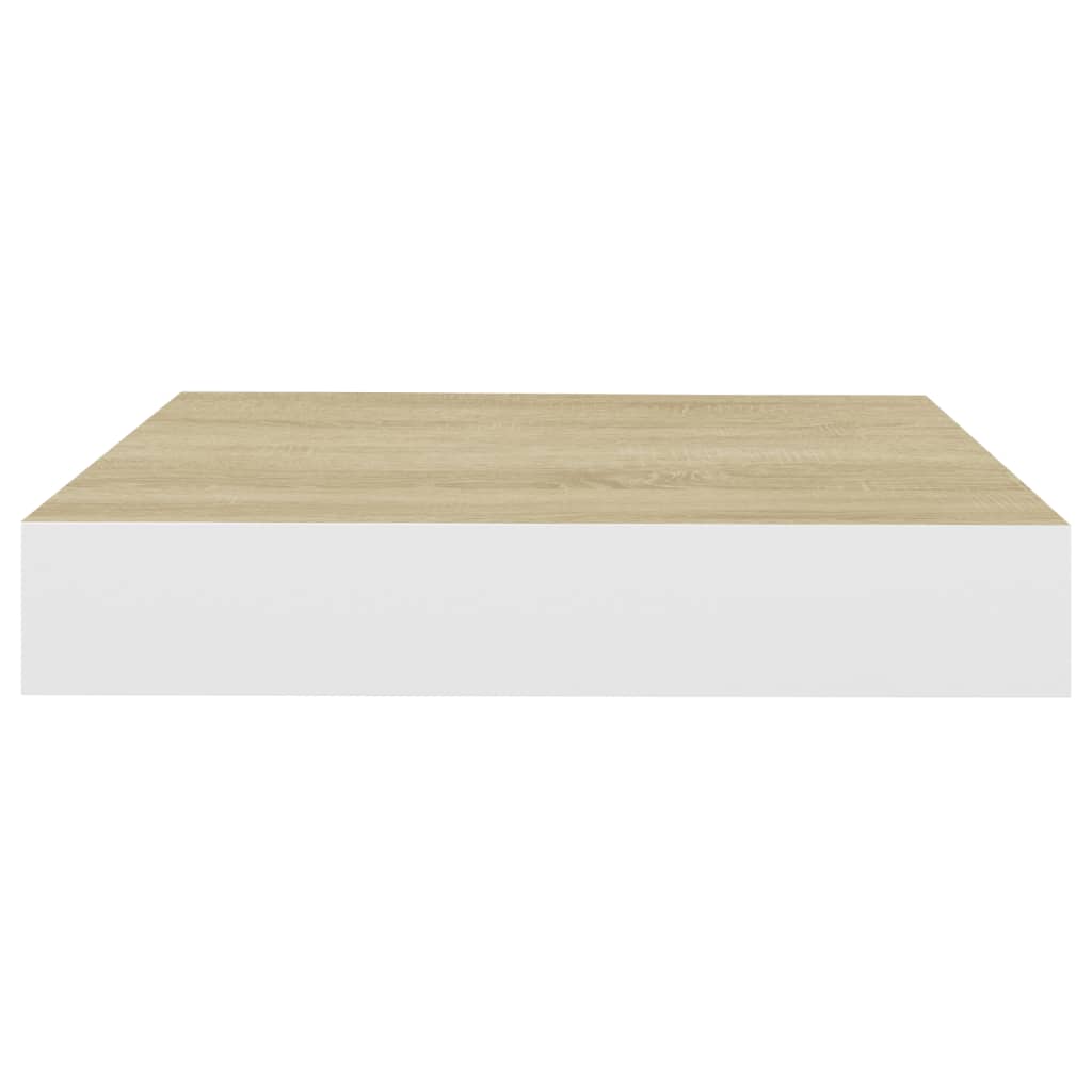 Wandschappen Zwevend 23X23,5X3,8 Cm Mdf Kleurig Eiken En Wit