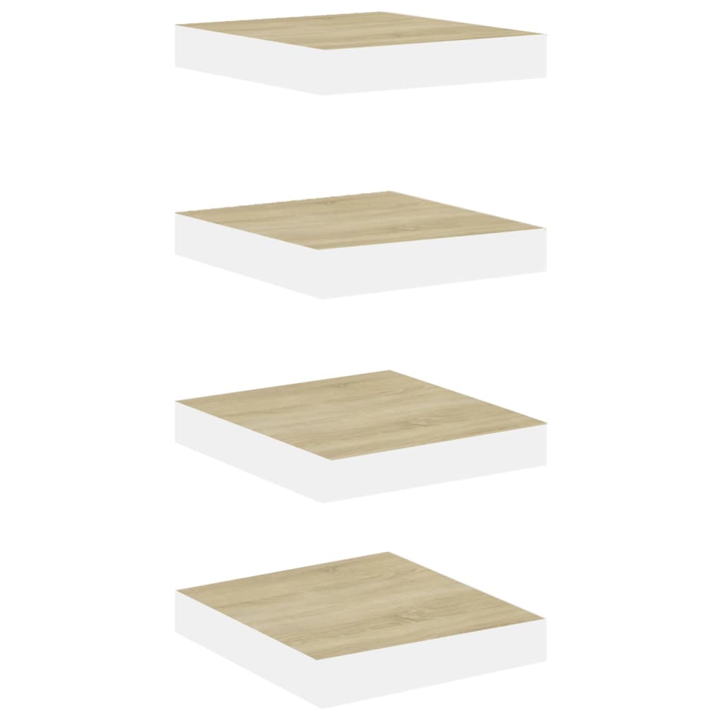 Wandschappen Zwevend 23X23,5X3,8 Cm Mdf Kleurig Eiken En Wit