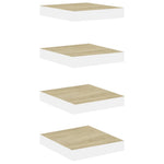 Wandschappen Zwevend 23X23,5X3,8 Cm Mdf Kleurig Eiken En Wit