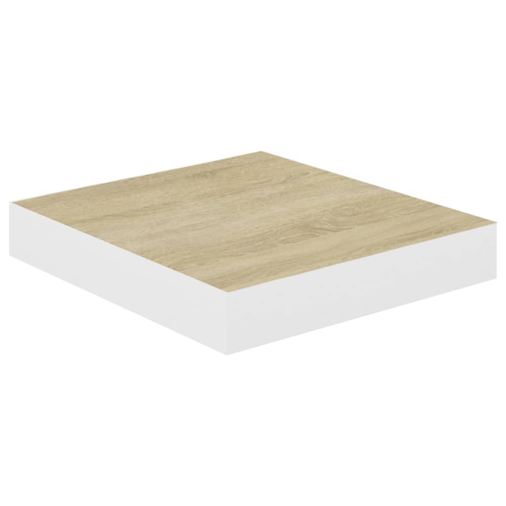 Wandschappen Zwevend 23X23,5X3,8 Cm Mdf Kleurig Eiken En Wit