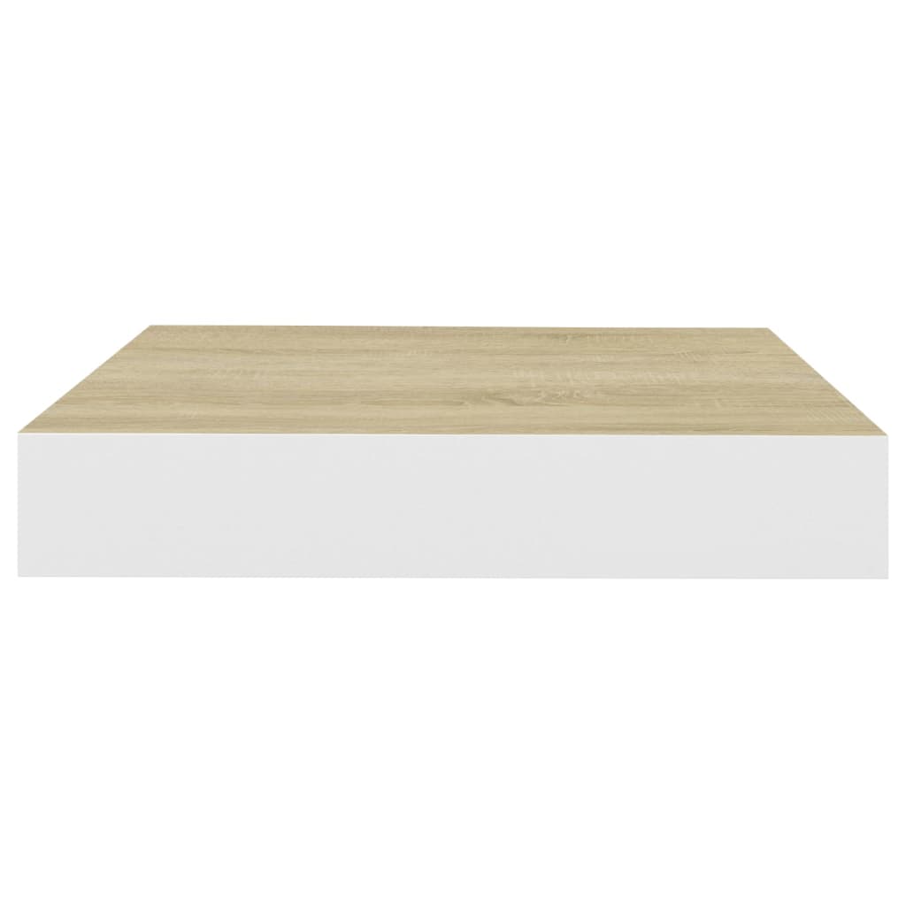 Wandschappen Zwevend 23X23,5X3,8 Cm Mdf Kleurig Eiken En Wit