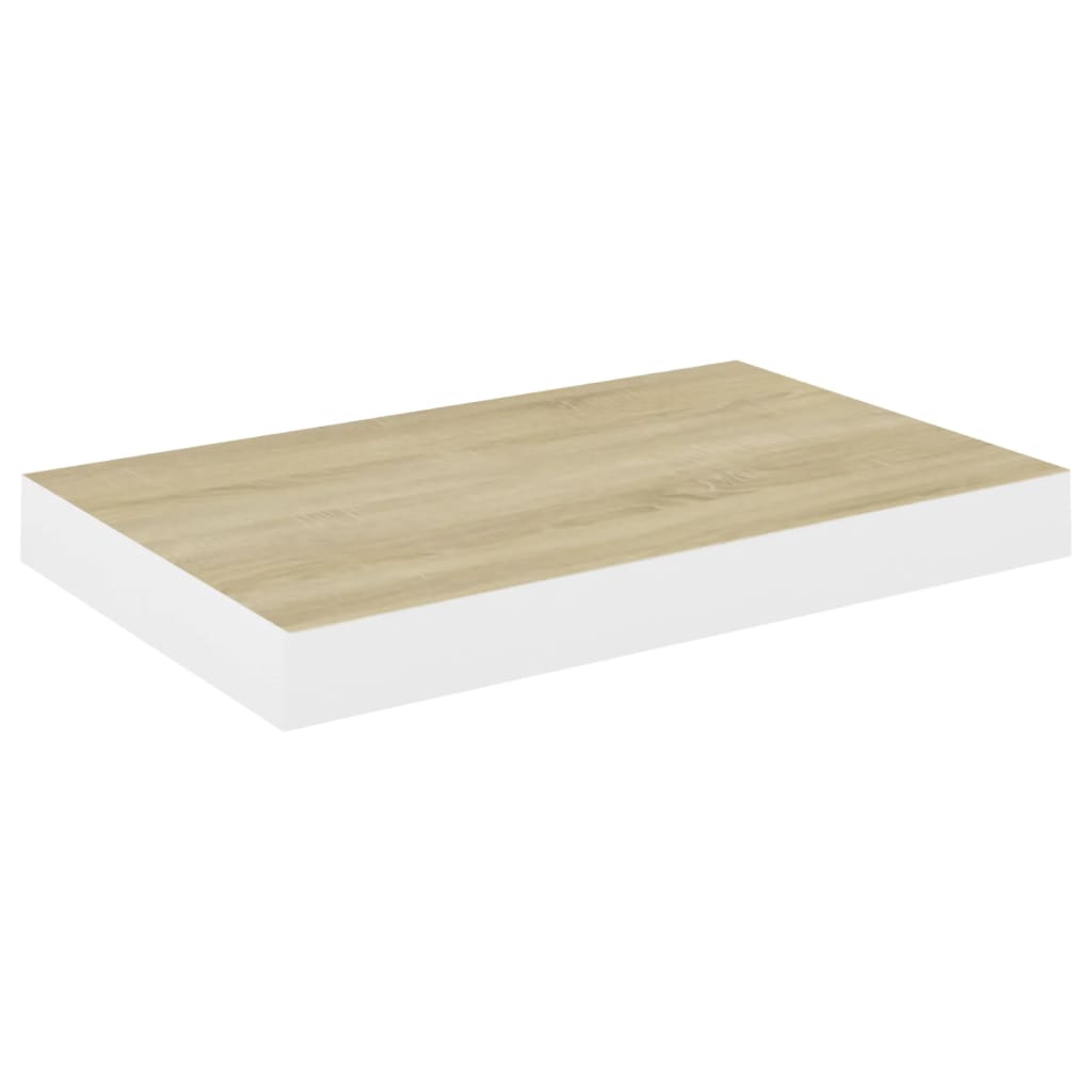 Wandschap Zwevend 40X23X3,8 Cm Mdf Kleurig En Eiken En Wit