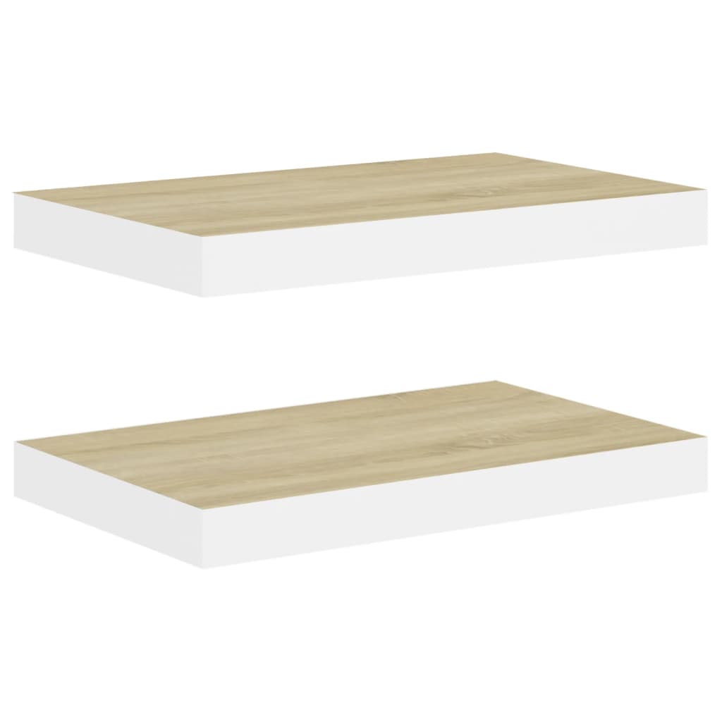 Wandschappen Zwevend 40X23X3,8 Cm Mdf Kleurig En Eiken En Wit