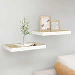 Wandschappen Zwevend 40X23X3,8 Cm Mdf Kleurig En Eiken En Wit