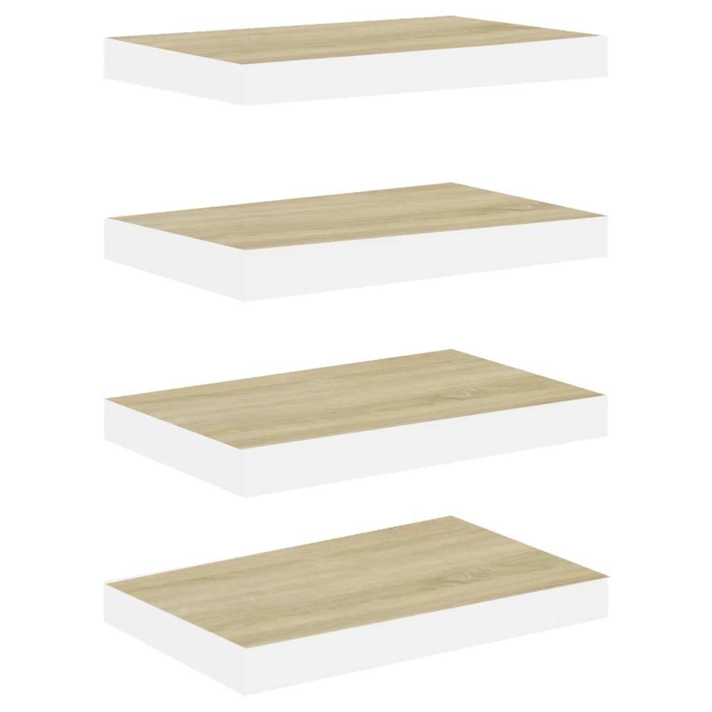 Wandschappen Zwevend 40X23X3,8 Cm Mdf Kleurig En Eiken En Wit