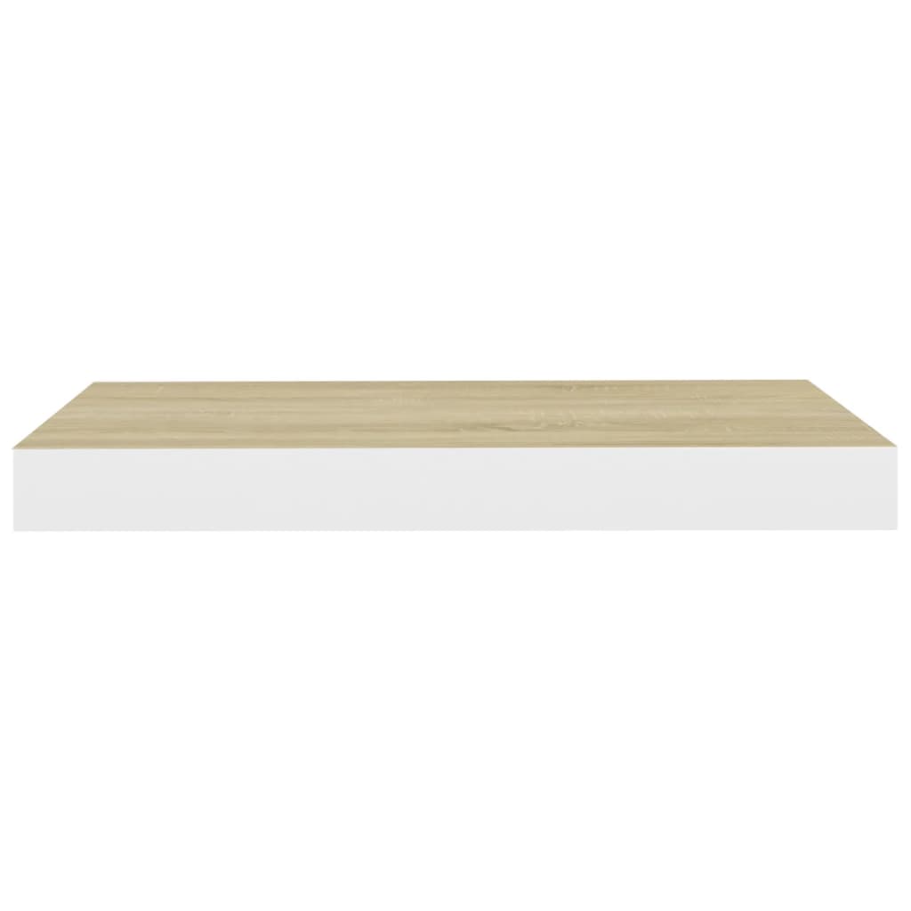 Wandschap Zwevend 50X23X3,8 Cm Mdf Kleurig En Eiken En Wit