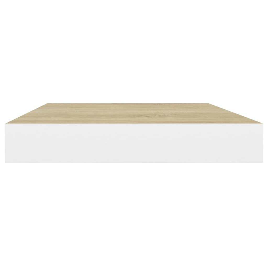 Wandschap Zwevend 50X23X3,8 Cm Mdf Kleurig En Eiken En Wit