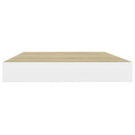 Wandschap Zwevend 50X23X3,8 Cm Mdf Kleurig En Eiken En Wit