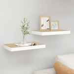Wandschappen Zwevend 50X23X3,8 Cm Mdf Kleurig En Eiken En Wit