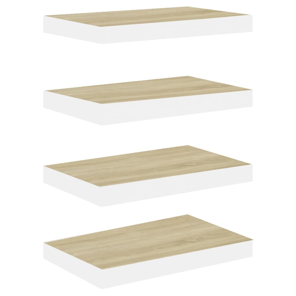 Wandschappen Zwevend 50X23X3,8 Cm Mdf Kleurig En Eiken En Wit