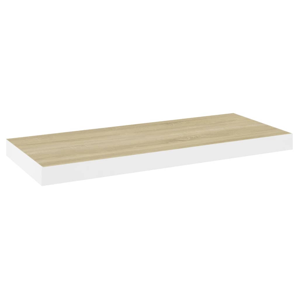 Wandschap Zwevend 60X23,5X3,8 Cm Mdf Kleurig En Eiken En Wit