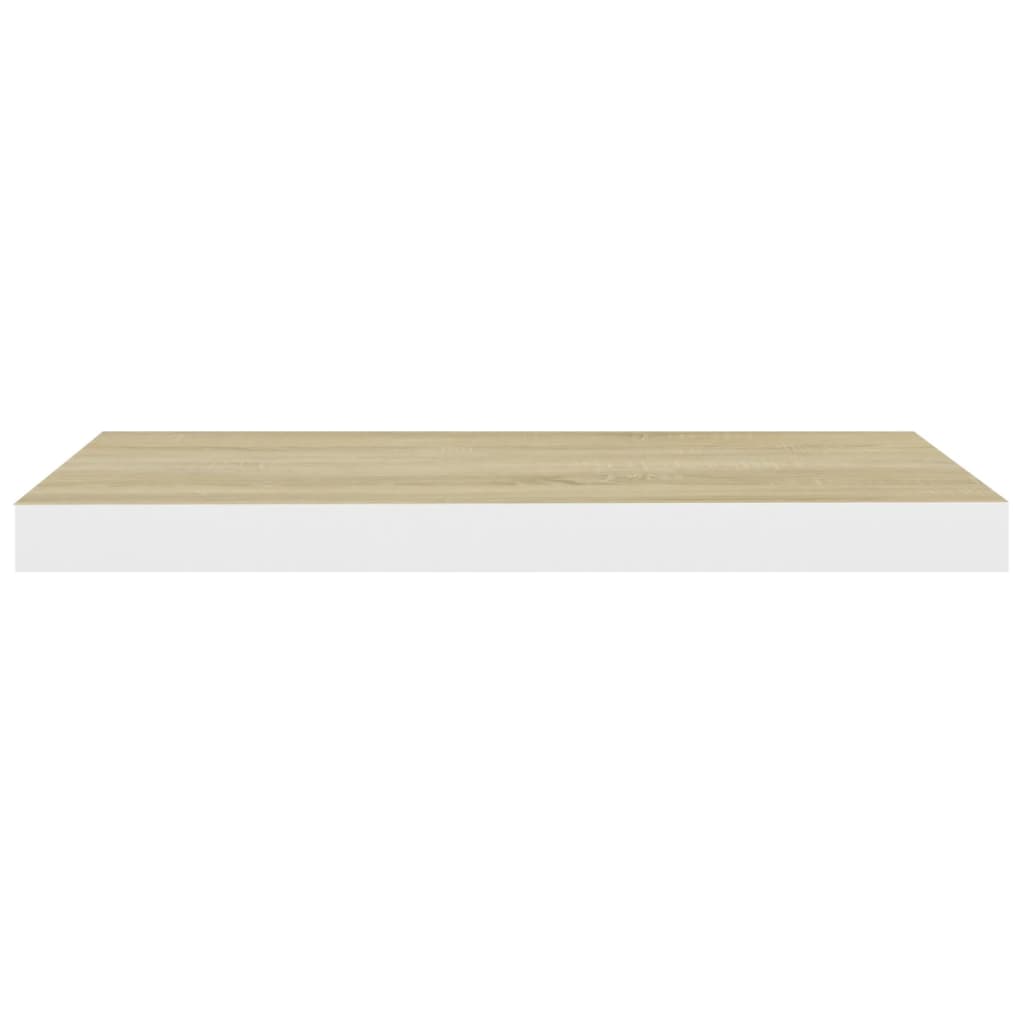 Wandschap Zwevend 60X23,5X3,8 Cm Mdf Kleurig En Eiken En Wit