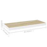 Wandschap Zwevend 60X23,5X3,8 Cm Mdf Kleurig En Eiken En Wit