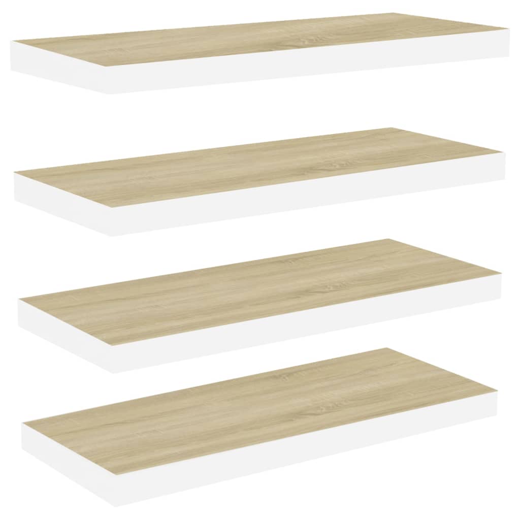 Wandschappen Zwevend 60X23,5X3,8 Cm Mdf Kleurig Eiken En Wit