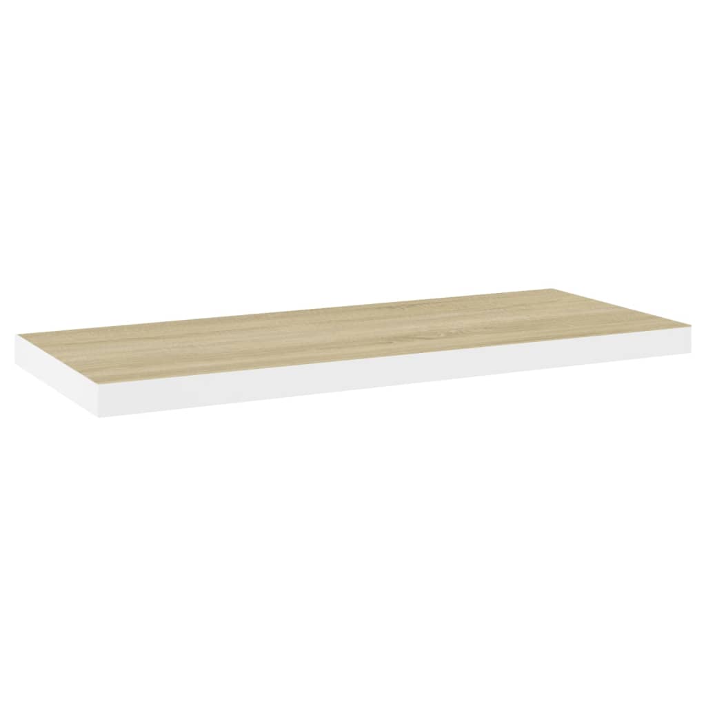 Wandschap Zwevend 80X23,5X3,8 Cm Mdf Kleurig En Eiken En Wit