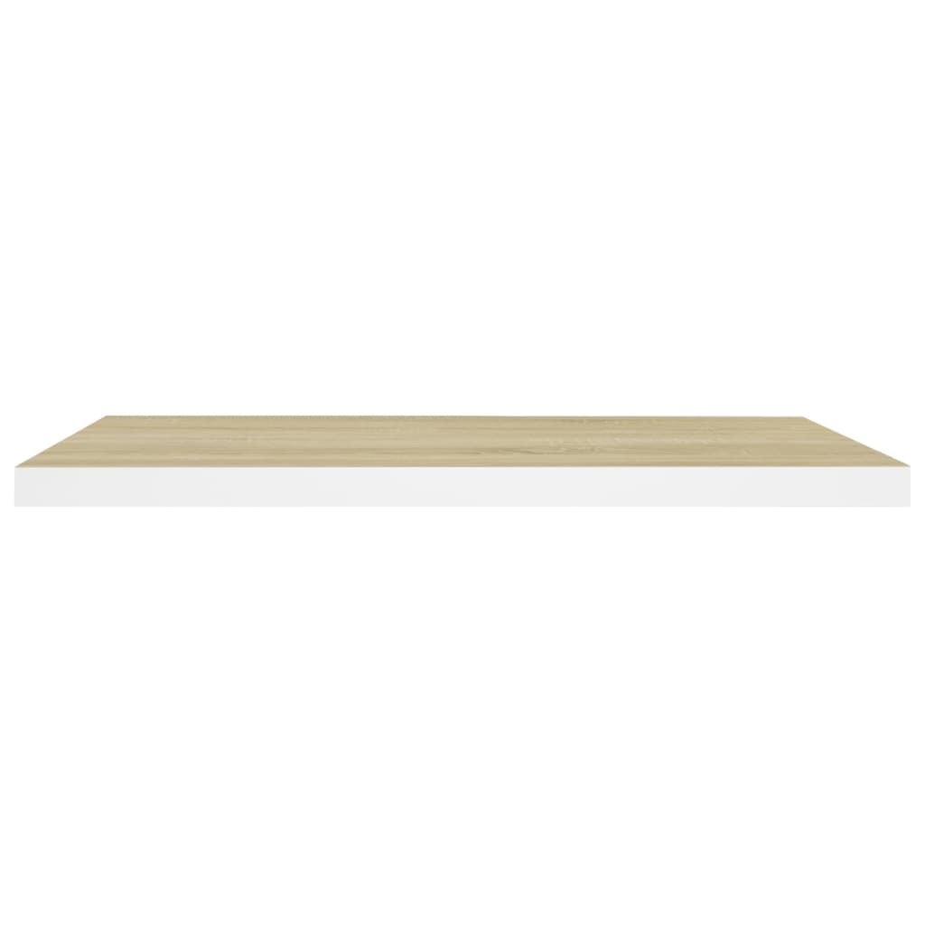 Wandschap Zwevend 80X23,5X3,8 Cm Mdf Kleurig En Eiken En Wit