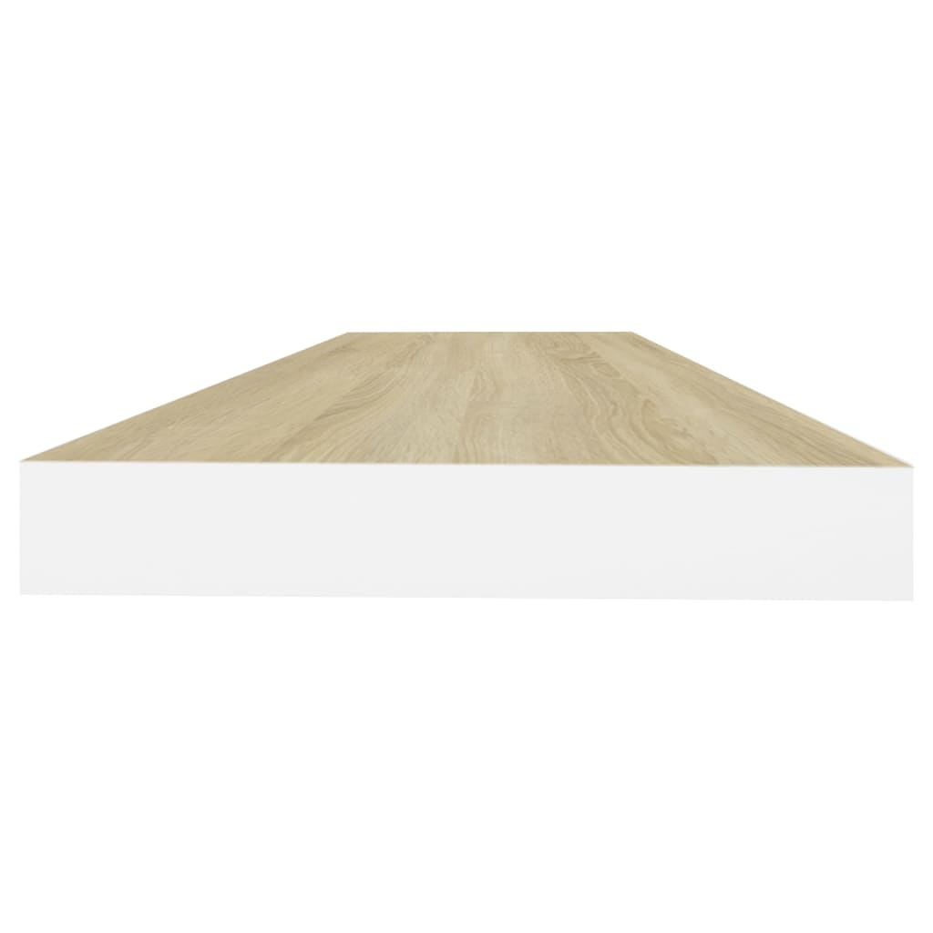 Wandschap Zwevend 80X23,5X3,8 Cm Mdf Kleurig En Eiken En Wit