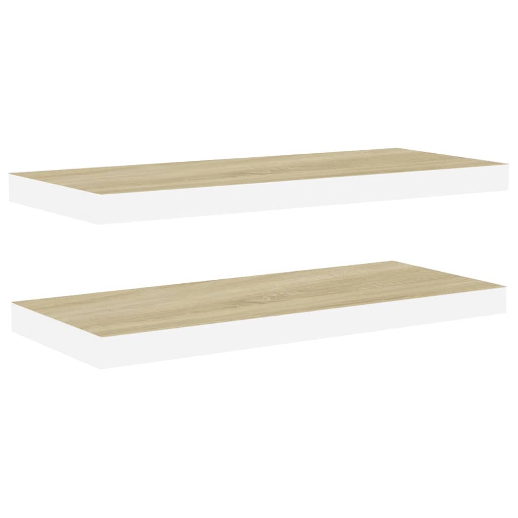 Wandschappen Zwevend 80X23,5X3,8 Cm Mdf Kleurig Eiken En Wit