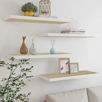 Wandschappen Zwevend 80X23,5X3,8 Cm Mdf Kleurig Eiken En Wit