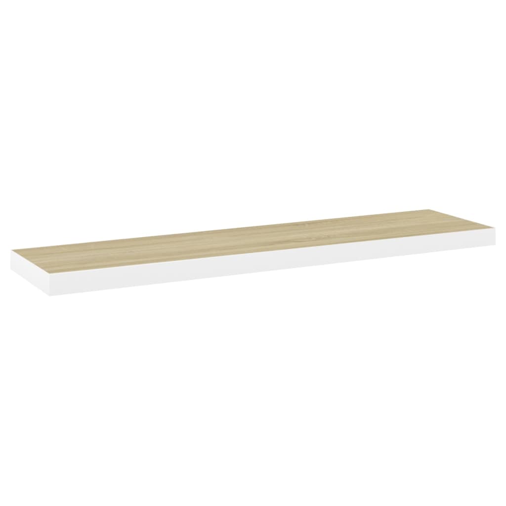 Wandschap Zwevend 90X23,5X3,8 Cm Mdf Kleurig En Eiken En Wit