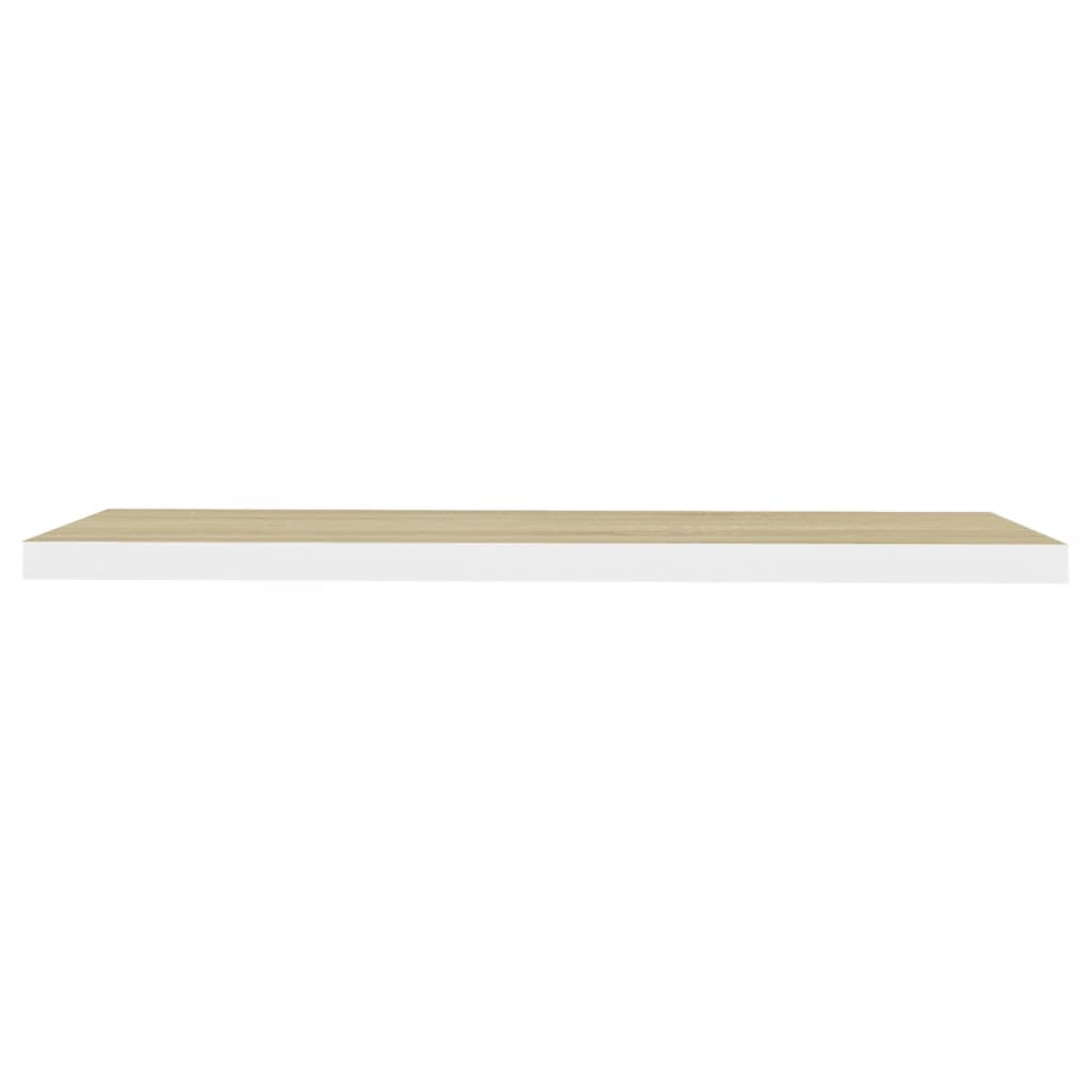 Wandschap Zwevend 90X23,5X3,8 Cm Mdf Kleurig En Eiken En Wit