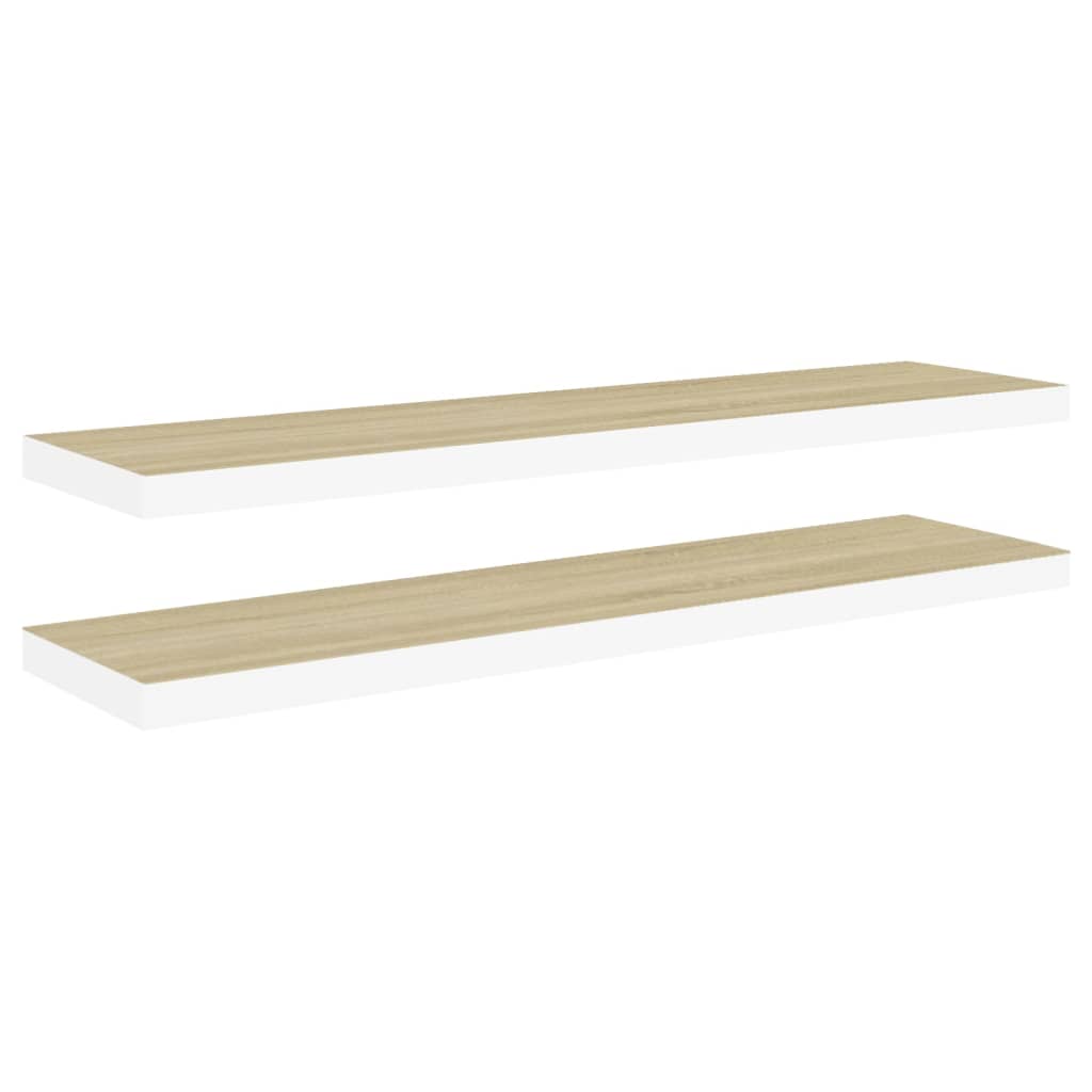 Wandschappen Zwevend 90X23,5X3,8 Cm Mdf Kleurig Eiken En Wit