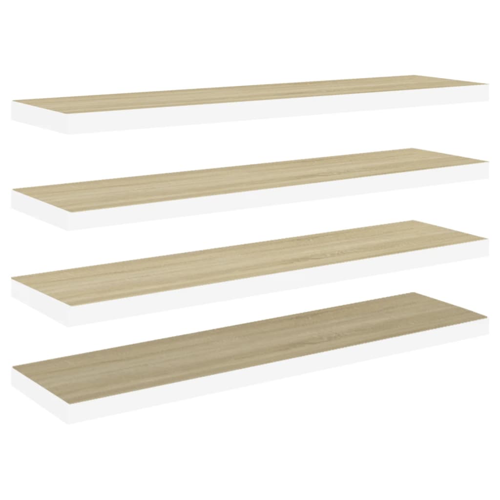 Wandschappen Zwevend 90X23,5X3,8 Cm Mdf Kleurig Eiken En Wit