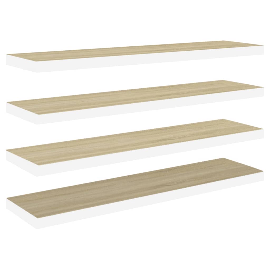 Wandschappen Zwevend 120X23,5X3,8 Cm Mdf Kleurig Eiken En Wit