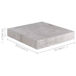Wandschappen Zwevend 23X23,5X3,8 Cm Mdf Betongrijs