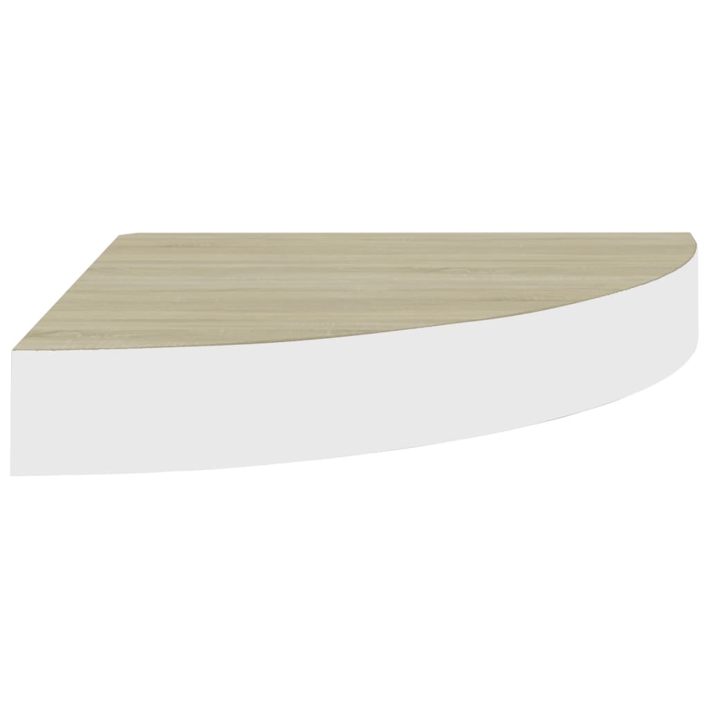 Hoekwandschap 25X25X3,8 Cm Mdf Kleurig En Eiken En Wit