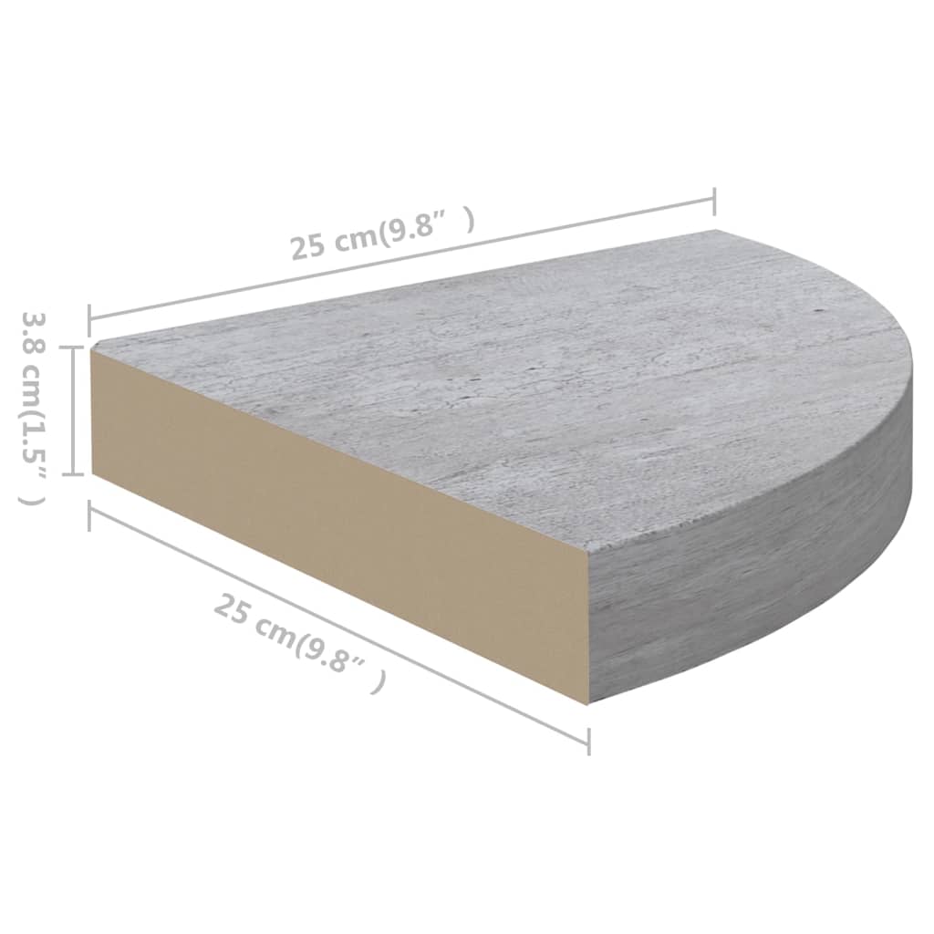 Hoekwandschap 25X25X3,8 Cm Mdf Betongrijs