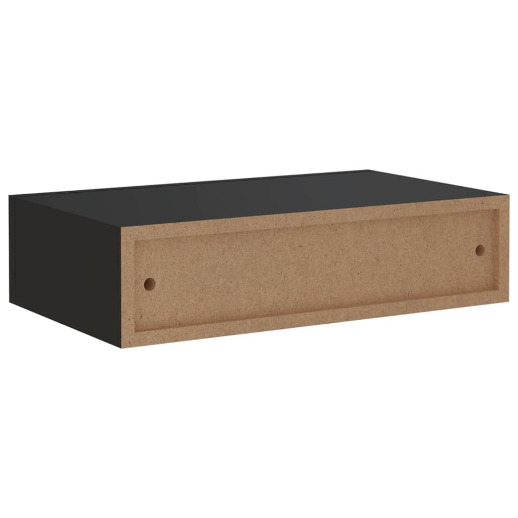 Wandschap Met Lade 40X23,5X10 Cm Mdf Zwart