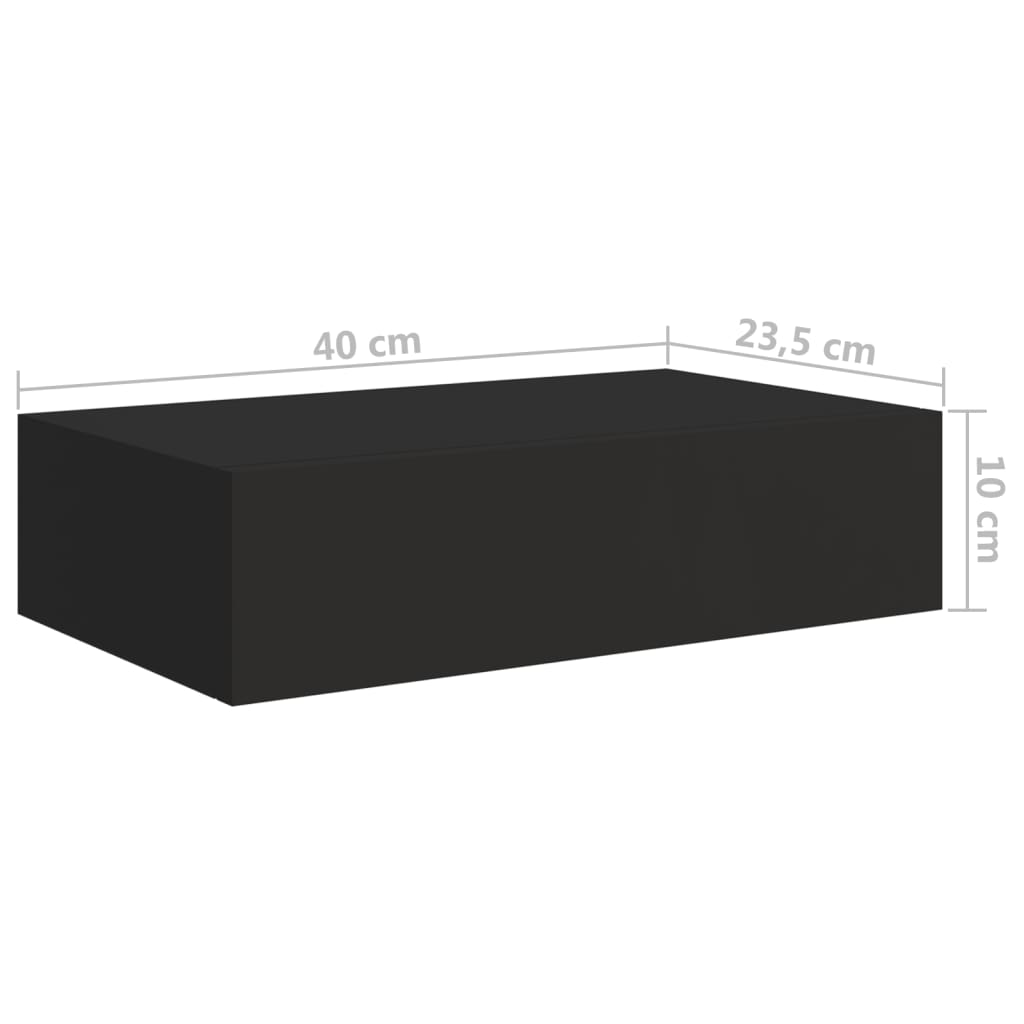 Wandschap Met Lade 40X23,5X10 Cm Mdf Zwart