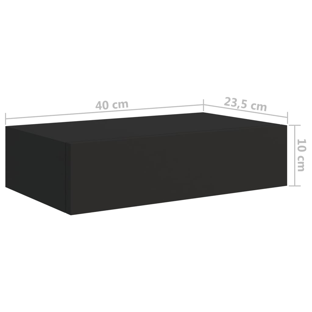 Wandschappen Met Lade 40X23,5X10 Cm Mdf Zwart