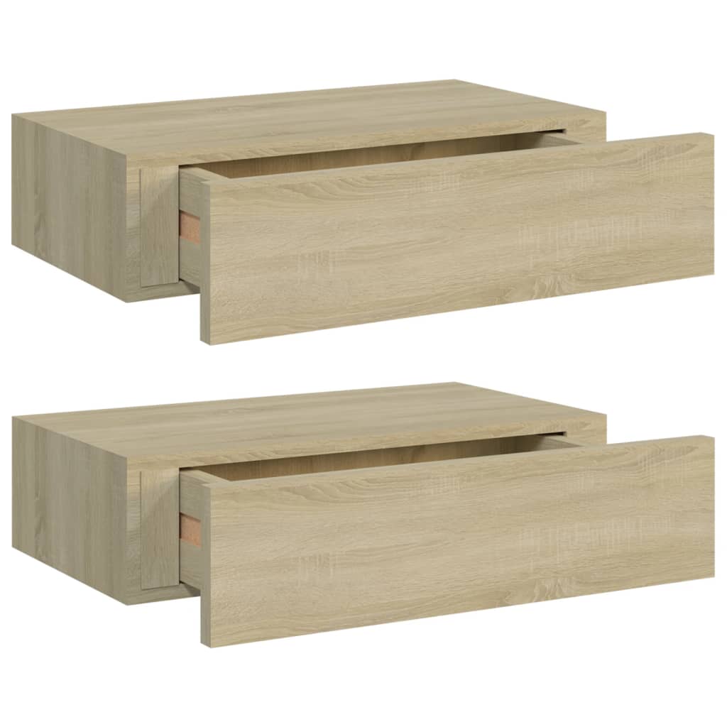 Wandschappen Met Lade 40X23,5X10 Cm Mdf Kleurig Eiken