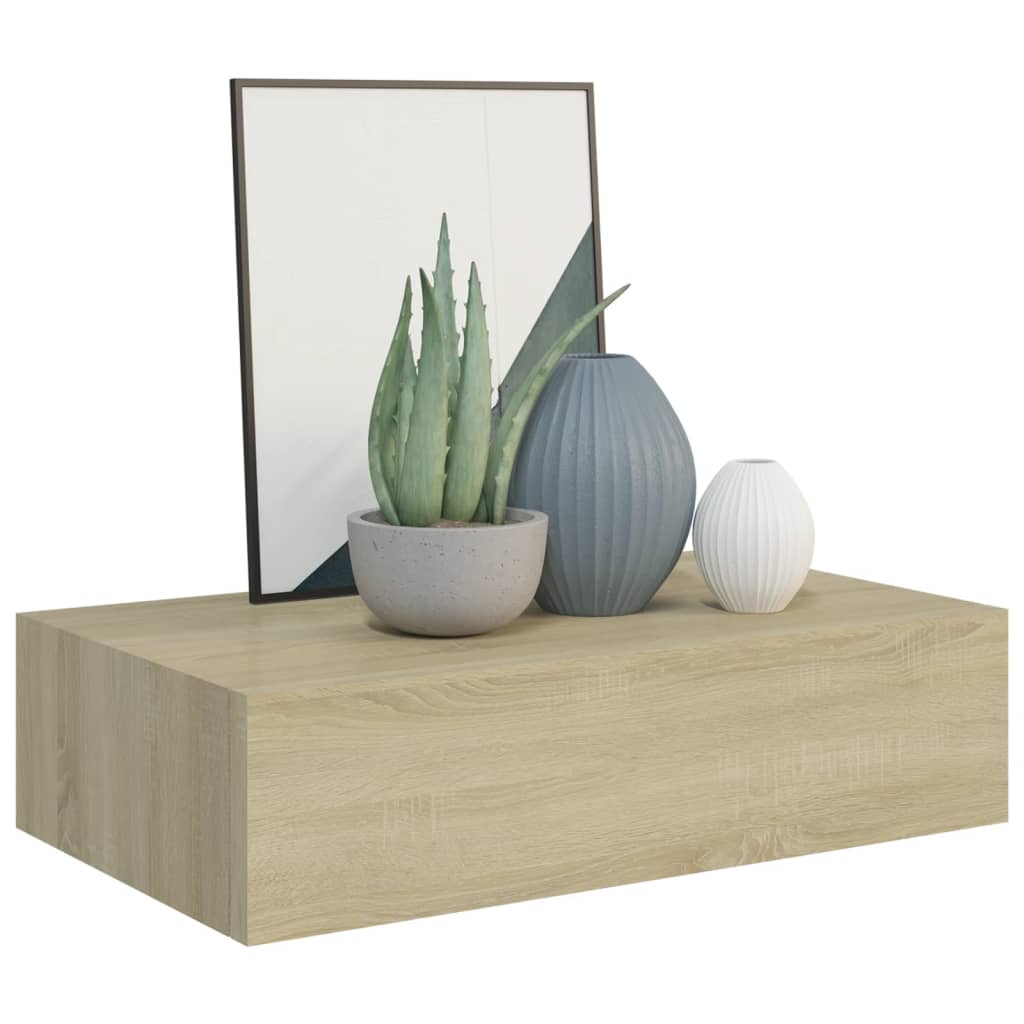 Wandschappen Met Lade 40X23,5X10 Cm Mdf Kleurig Eiken