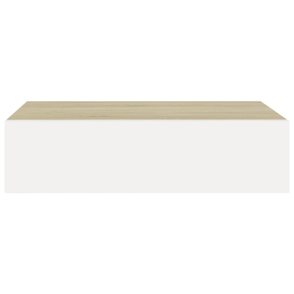 Wandschap Met Lade 40X23,5X10 Cm Mdf Kleurig En Eiken En Wit