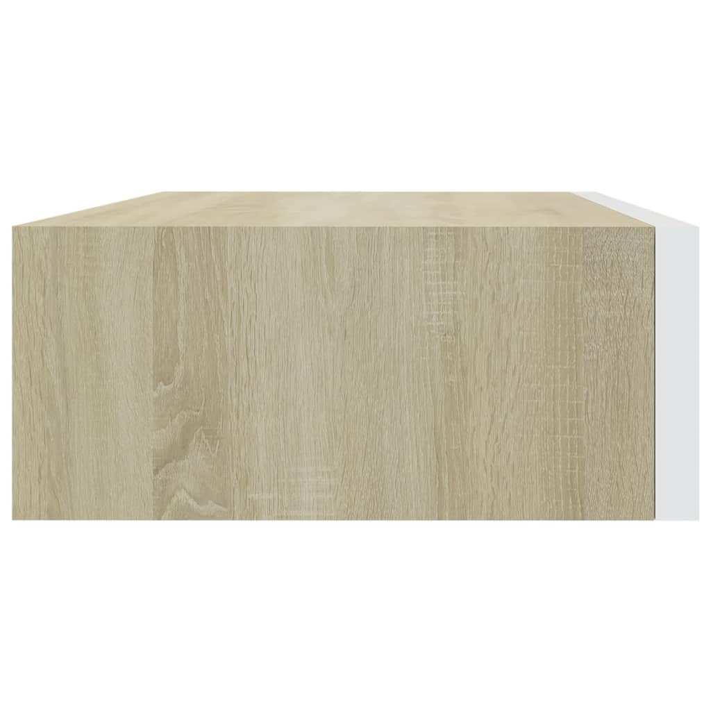 Wandschap Met Lade 40X23,5X10 Cm Mdf Kleurig En Eiken En Wit