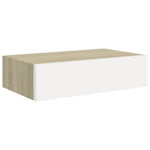 Wandschappen Met Lade 40X23,5X10 Cm Mdf Kleur En Eiken En Wit