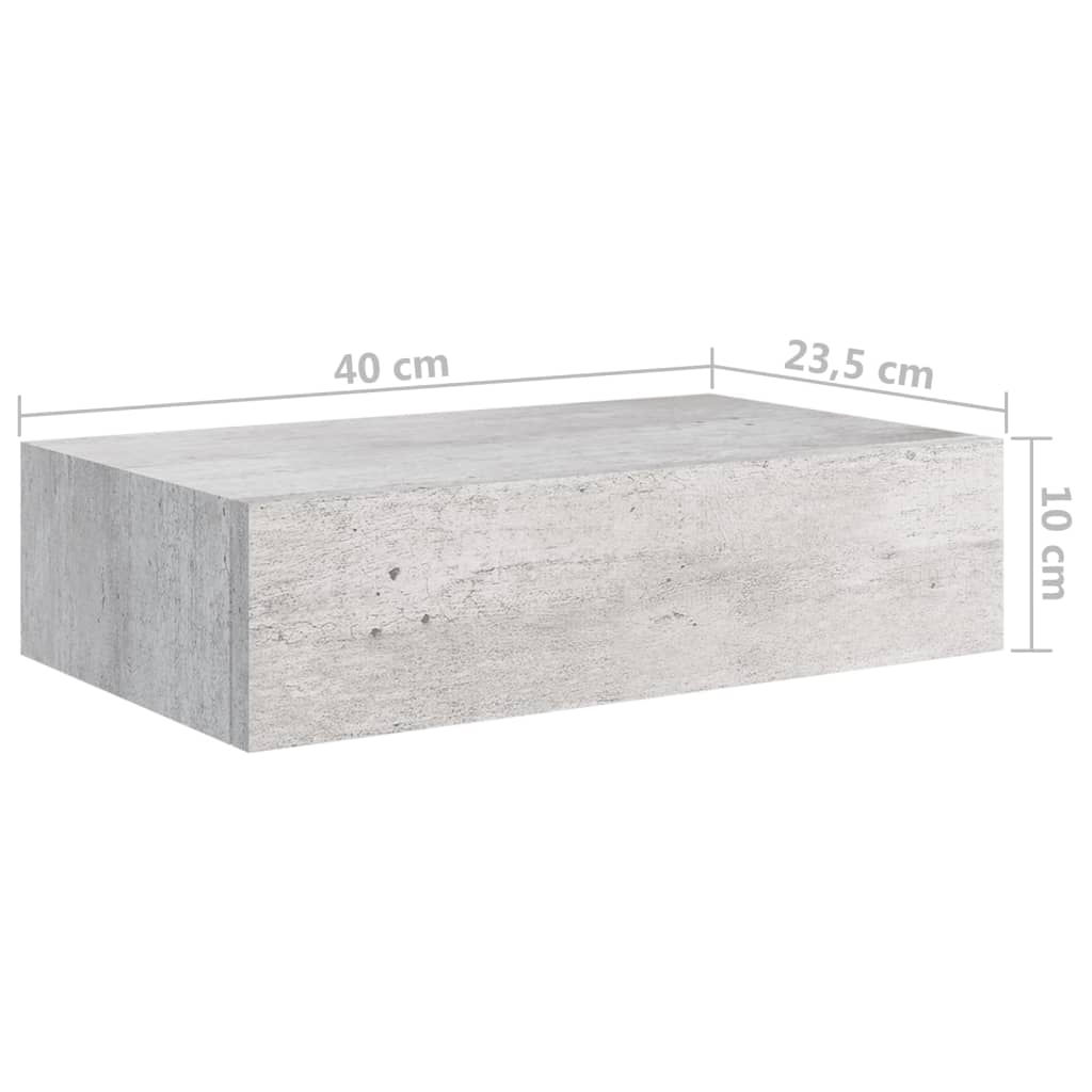 Wandschap Met Lade 40X23,5X10 Cm Mdf Betongrijs