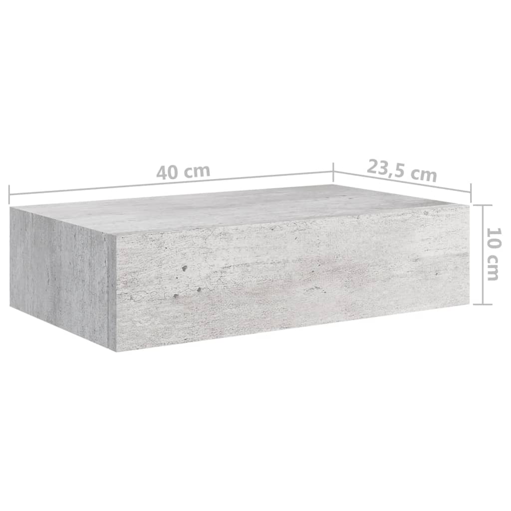 Wandschappen Met Lade 40X23,5X10 Cm Mdf Betongrijs