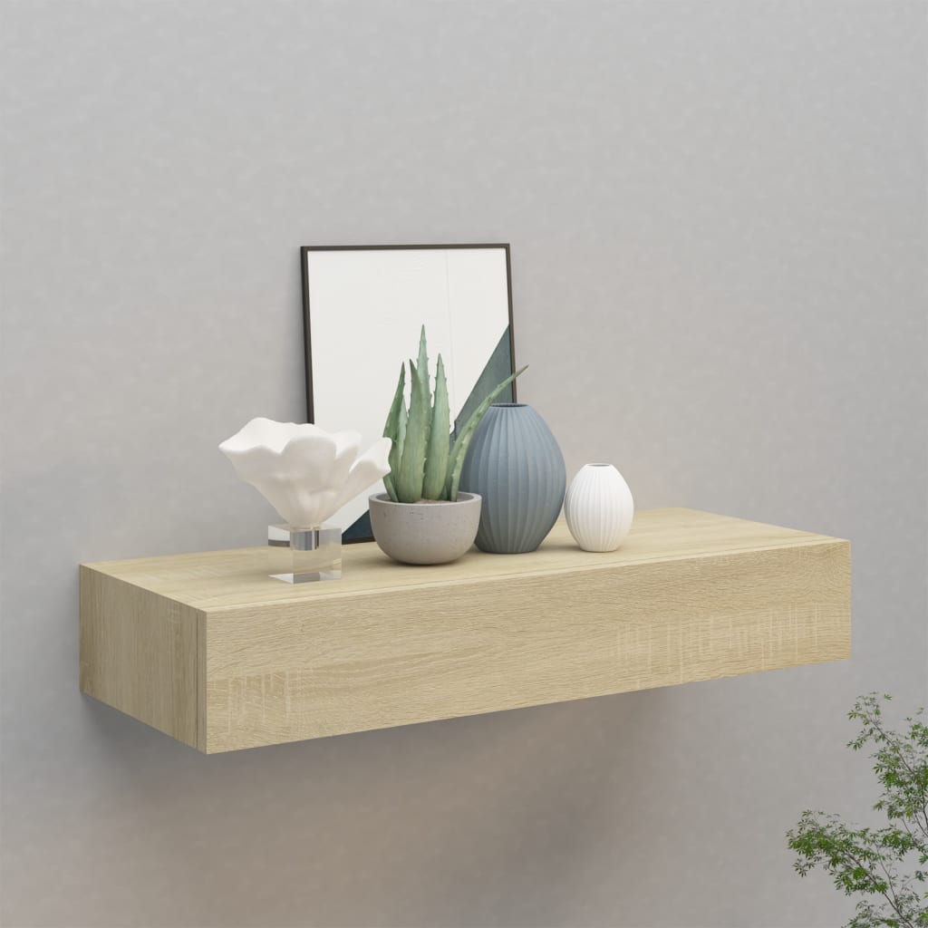 Wandschap Met Lade 40X23,5X10 Cm Mdf Kleurig Eiken