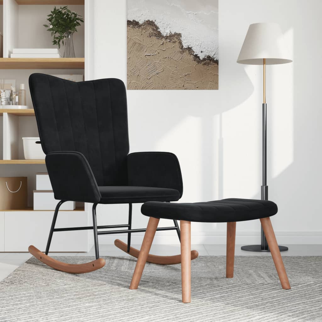 Schommelstoel Met Voetenbank Fluweel