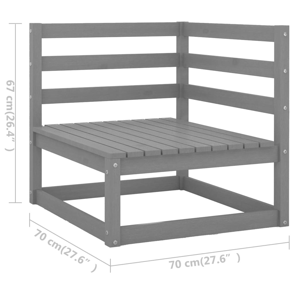 5-Delige Loungeset Massief Grenenhout Grijs